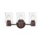 Westinghouse Fixture Wall 60W 3-Light Sylvestre Walnut CylIndoorical Clear Seeded Glass 6126500 - alternate 1